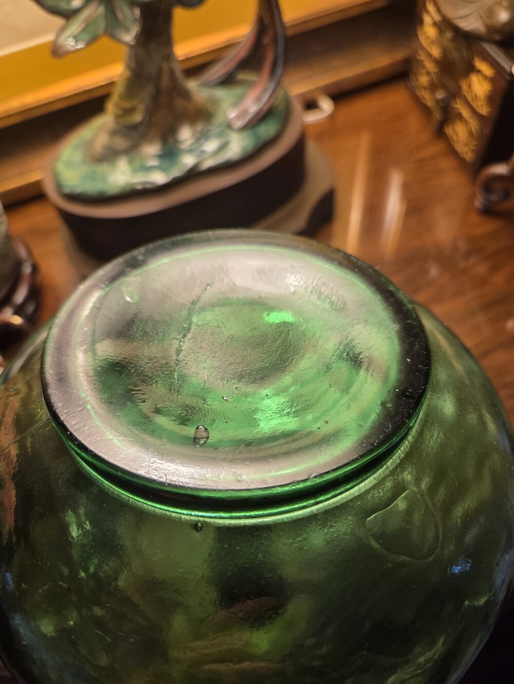 Empoli Green Diamond Point Squat Genie Decanter - Picture 6 of 9